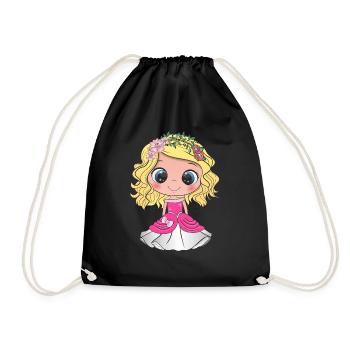 Princesse blonde aux yeux bleus et une robe rose - Sac de sport léger - noir - Devant