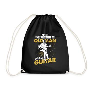 Never Underestimate An Old Man With A Guitar - Drawstring Bag - black - Front