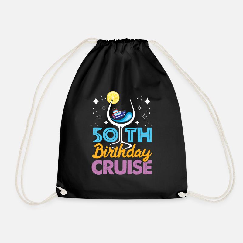 50th Birthday Cruise - Drawstring Bag - black