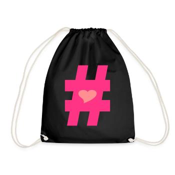 ❤I Love Hashtag-Hashtag Symbol Vector Design❤ - Drawstring Bag - black - Front