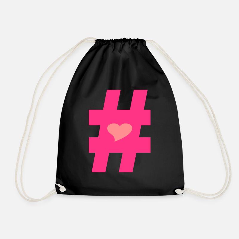 ❤I Love Hashtag-Hashtag Symbol Vector Design❤ - Drawstring Bag - black