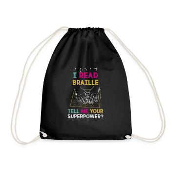 Je lis le braille Dites-moi votre superpuissance pour le braille - Sac de sport léger - noir - Devant