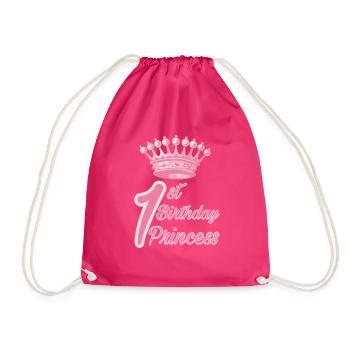 1st Birthday Princess - Drawstring Bag - fuchsia - Front
