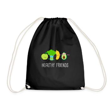 Healthy Friends Fitness Workout Sport - Drawstring Bag - black - Front