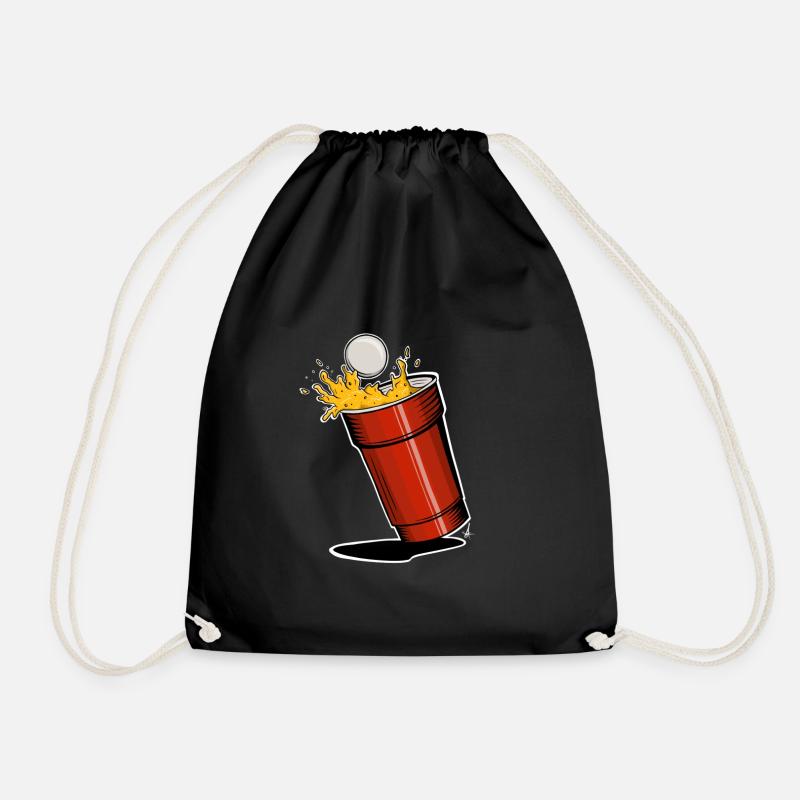 beer splash - beer pong art - Drawstring Bag - black