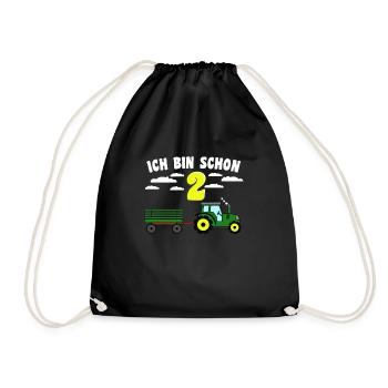 Enfants 2e tracteur d'anniversaire avec remorque - Sac de sport léger - noir - Devant