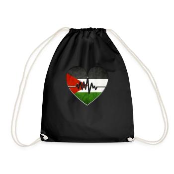 Palestine Flag Heartbeat - Drawstring Bag - black - Front
