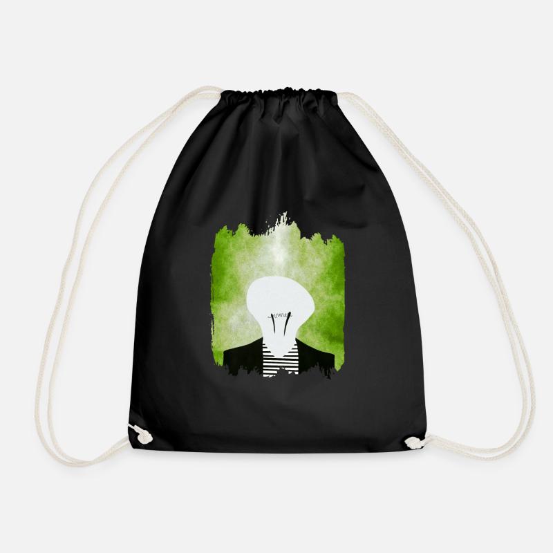 light bulb man - Drawstring Bag - black
