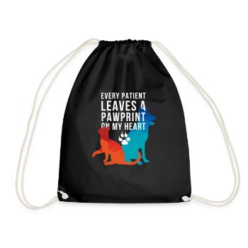 Every Patient Leaves A Pawprint On My Heart - Drawstring Bag - black - Front