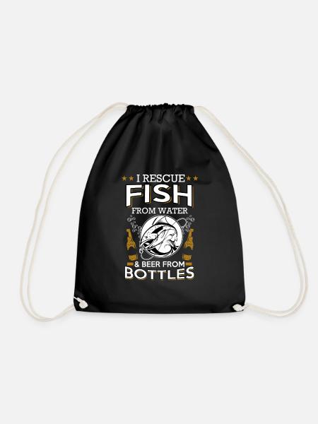 Bier und Fischfang - Turnbeutel - Schwarz