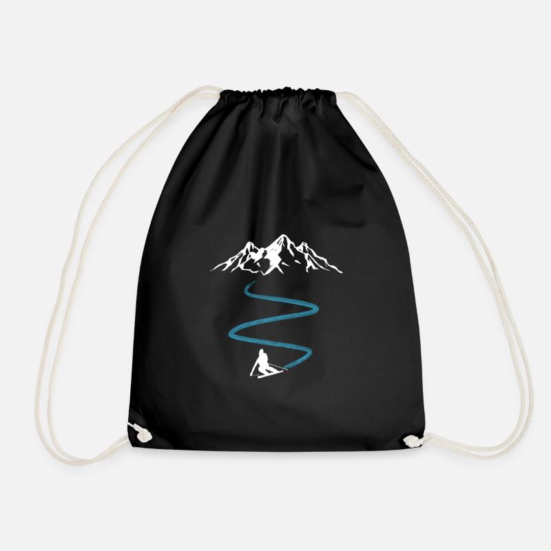 Ski Mountains Downhill Alps - Drawstring Bag - black