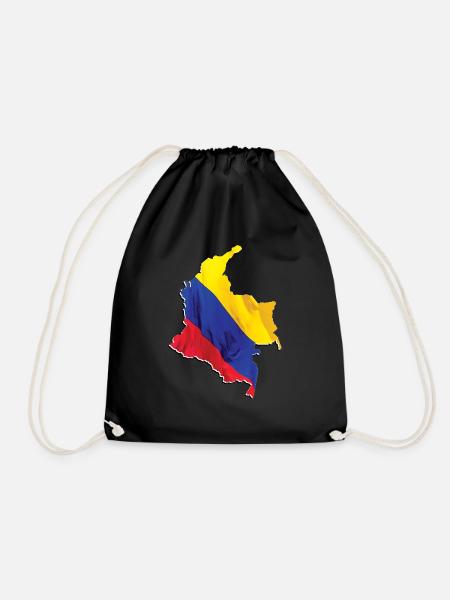 Echte Kolumbien Flagge – Flag Map - Turnbeutel - Schwarz
