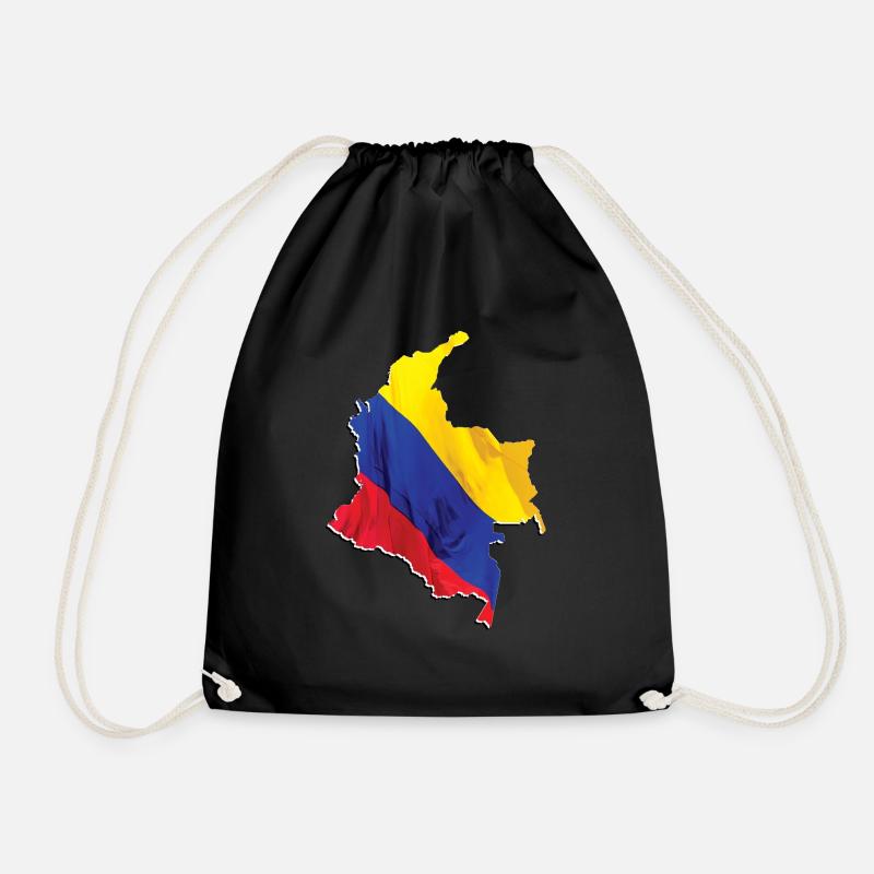 Echte Kolumbien Flagge – Flag Map - Turnbeutel - Schwarz