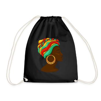 Schönes Afrika Kunst Afroamerikanische Frau - Turnbeutel - Schwarz - Vorne