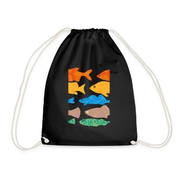 Fische - Turnbeutel - Schwarz - Vorne