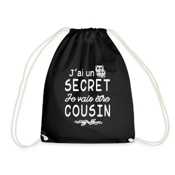 J'ai un secret je vais être cousin - futur cousin - Sac de sport léger - noir - Devant