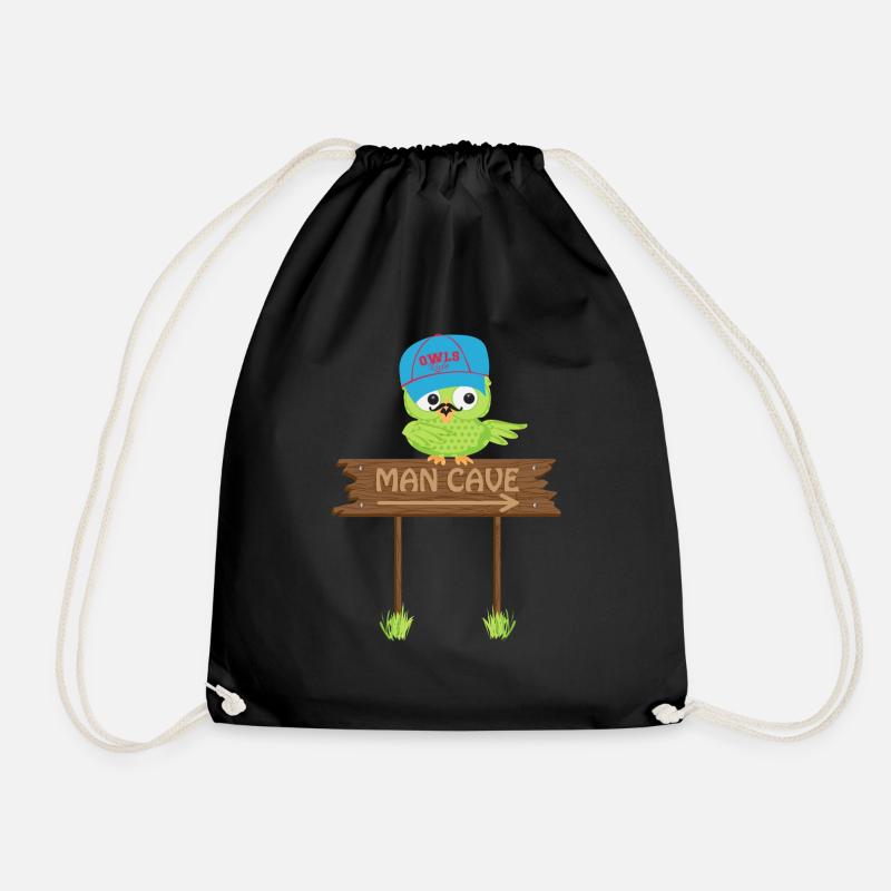 Owl MAN CAVE - Drawstring Bag - black