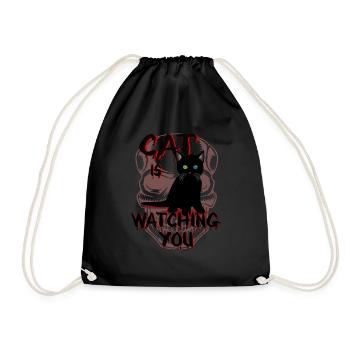 Catlover, Cat is watching you - Drawstring Bag - black - Front