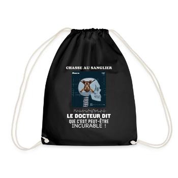 Humour Chasse au sanglier, addiction - Sac de sport léger - noir - Devant