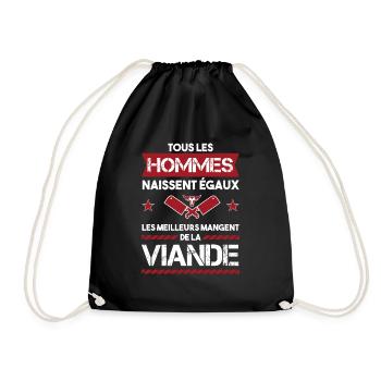 mangeur de viande | cadeau pas végan | viandard - Sac de sport léger - noir - Devant