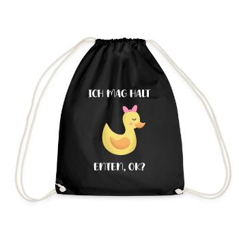 Ich Mag Halt Enten Badeente Gummiente Fun Geschenk - Turnbeutel - Schwarz - Vorne
