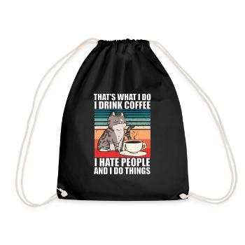 Je déteste les gens chat chat chat amoureux des chats - Sac de sport léger - noir - Devant
