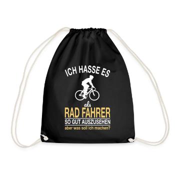 Lustiger Rad Fahrer Spruch - Turnbeutel - Schwarz - Vorne