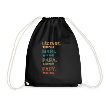 Légende Mari Papa Papy Depuis Année personnalisée - Sac de sport léger - noir - Devant