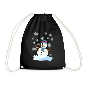 snowman and snowflakes cool christmas - Drawstring Bag - black - Front