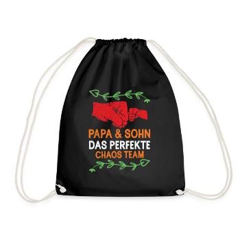 Papa und Sohn Vatertag Geschenk - Turnbeutel - Schwarz - Vorne