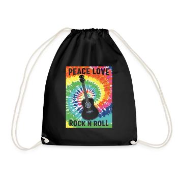 Hippie Peace Love Rock N Roll Vintage Hippie Retro - Turnbeutel - Schwarz - Vorne