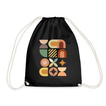 Bauhaus abstract design with different shapes - Drawstring Bag - black - Front
