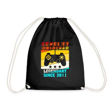 Level 11 freigeschaltet legendär seit 2011 - Turnbeutel - Schwarz - Vorne