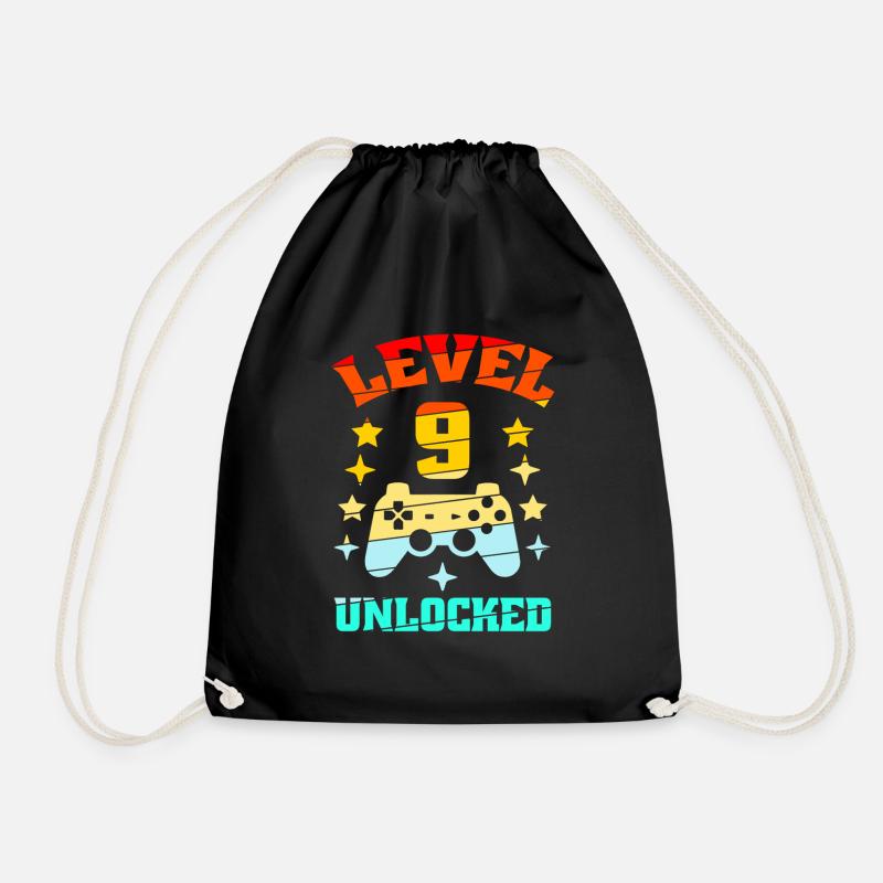 9. Geburtstag Level 9 unlocked - Turnbeutel - Schwarz