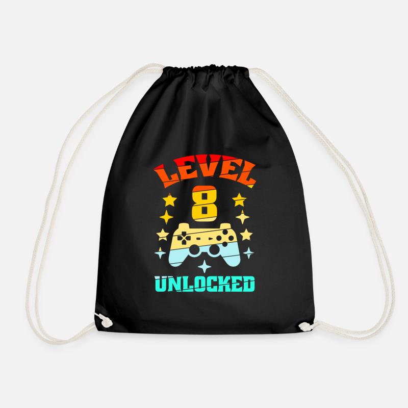8. Geburtstag Level 8 unlocked - Turnbeutel - Schwarz