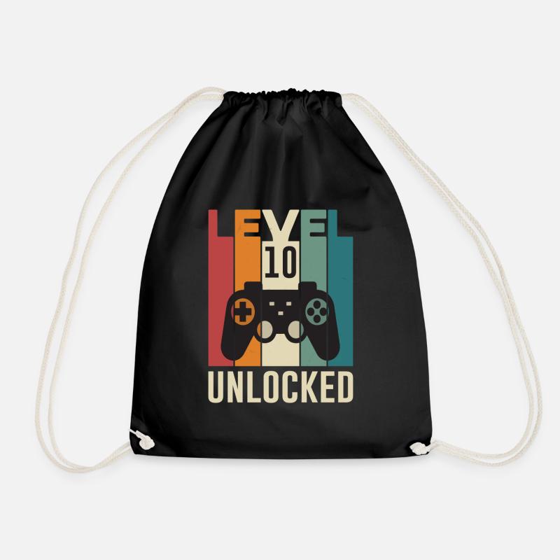 10. Geburtstag Geburtstagsshirt Level 10 Geschenk - Turnbeutel - Schwarz