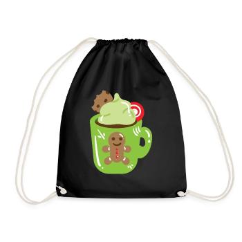 Weihnachten Tasse - Turnbeutel - Schwarz - Vorne