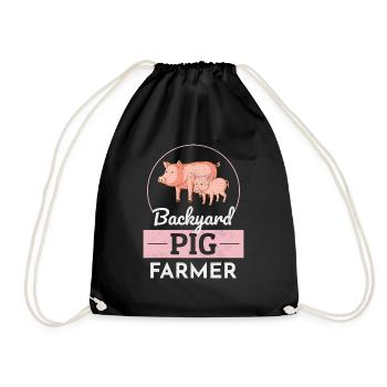 Hinterhof Schweine Bauer Tierhaltung Bauernhof Lustig - Turnbeutel - Schwarz - Vorne
