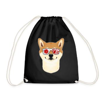 Shiba Inu Japan Sunglasses I Japanese Flag - Turnbeutel - Schwarz - Vorne
