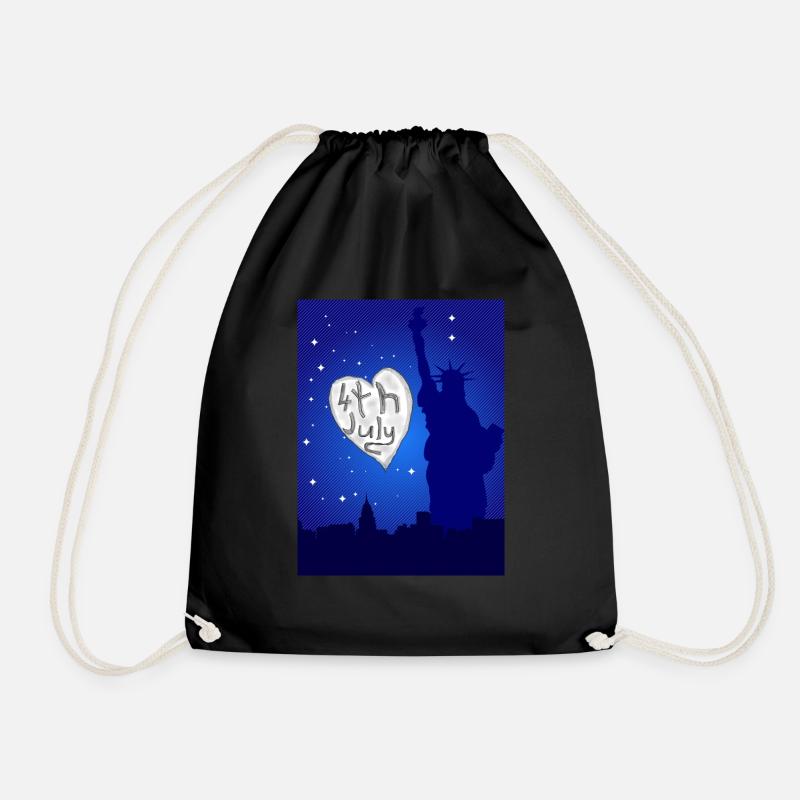 4th July Heart - Drawstring Bag - black