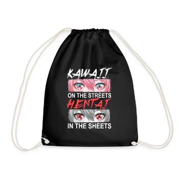 Kawaii on the streets - Hentai in the sheets - Turnbeutel - Schwarz - Vorne