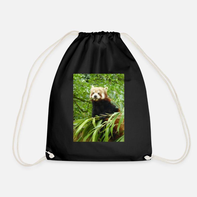 Red Panda - Drawstring Bag - black