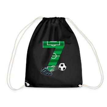 7. Geburtstag Fußball - Turnbeutel - Schwarz - Vorne