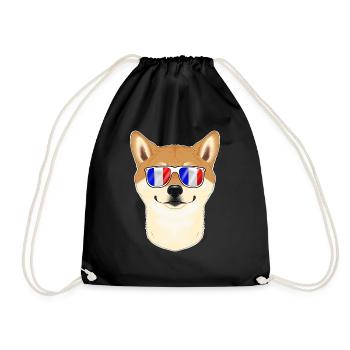 Shiba Inu France Sunglasses I French Flag - Turnbeutel - Schwarz - Vorne