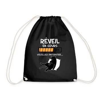 Chat Humour Réveil en Cours Veuillez Patienter - Sac de sport léger - noir - Devant