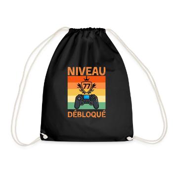 Niveau Anniversaire 77 ans Gamer humour - Sac de sport léger - noir - Devant