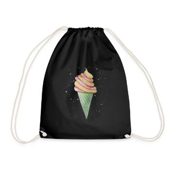 Softeis mit Sprinkles - Turnbeutel - Schwarz - Vorne