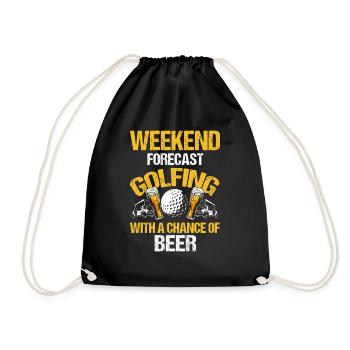 Weekend Forecast Golfing With A Chance Of Beer - Drawstring Bag - black - Front