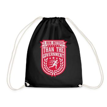 run better than government - Drawstring Bag - black - Front