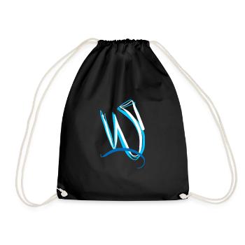 Blue and White Abstract Art - Drawstring Bag - black - Front